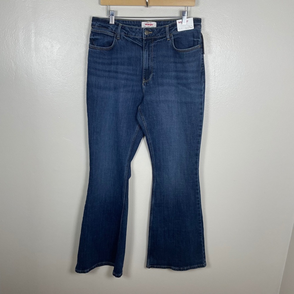 Wrangler Women's 14 x 34 Fierce Flare Jeans‎ Blue High Rise 10MT2FLBR